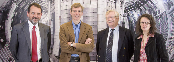 Job well done: ITER-like-Wall Task Force Leaders (from left): Anthony Loving, Guy Matthews, Malcolm Kear, Valeria Riccardo. Absent: Eric Villedieu